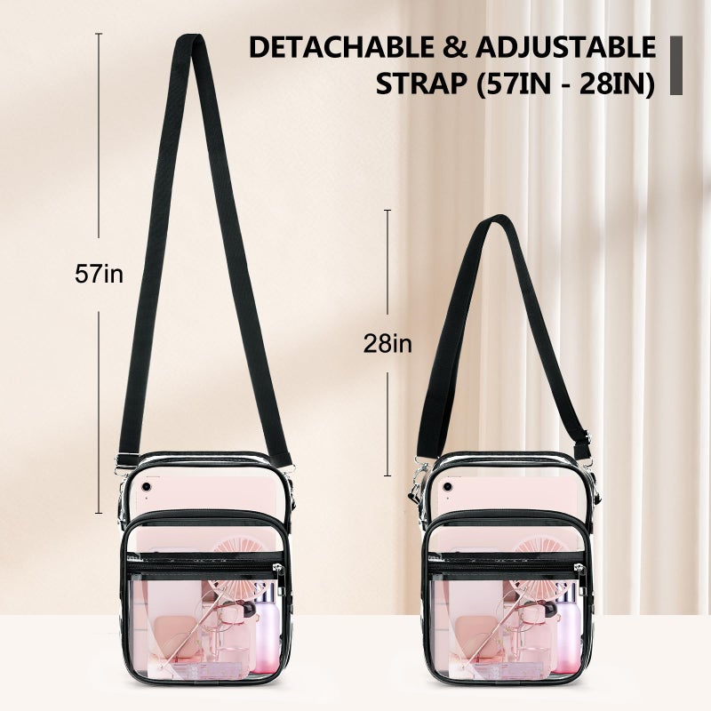 Blvornl Clear Crossbody Bag with Adjustable Shoulder Strap, Stadium Approved PVC Clear Purse Bag with Front Pocket, Clear Messenger Bag for Women and Men for Concerts Sports Events (Clear-XL) - Image 2